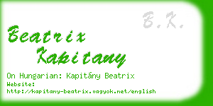 beatrix kapitany business card