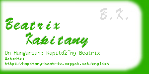 beatrix kapitany business card